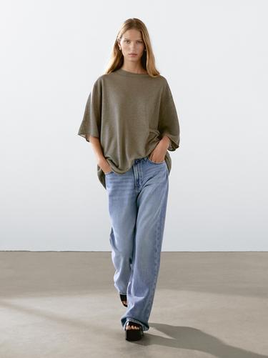 Pull manches courtes oversize lin - 567 de Zara