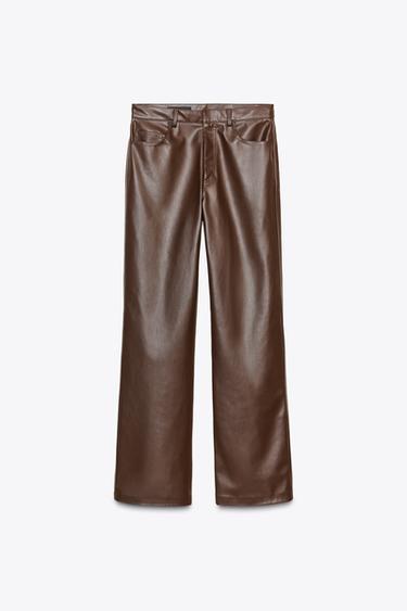 CALÇA DE POLIURETANO - Marrom da Zara