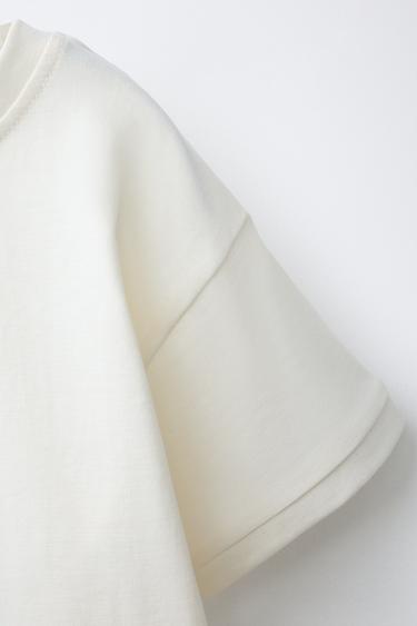 T-SHIRT BRODERIE POISSON - Écru de Zara - Image 4