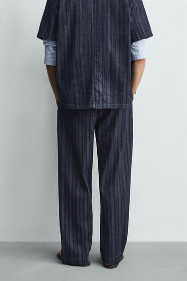 RELAXED FIT STRIPED CHINO TROUSERS - Blue by Zara - Image 2