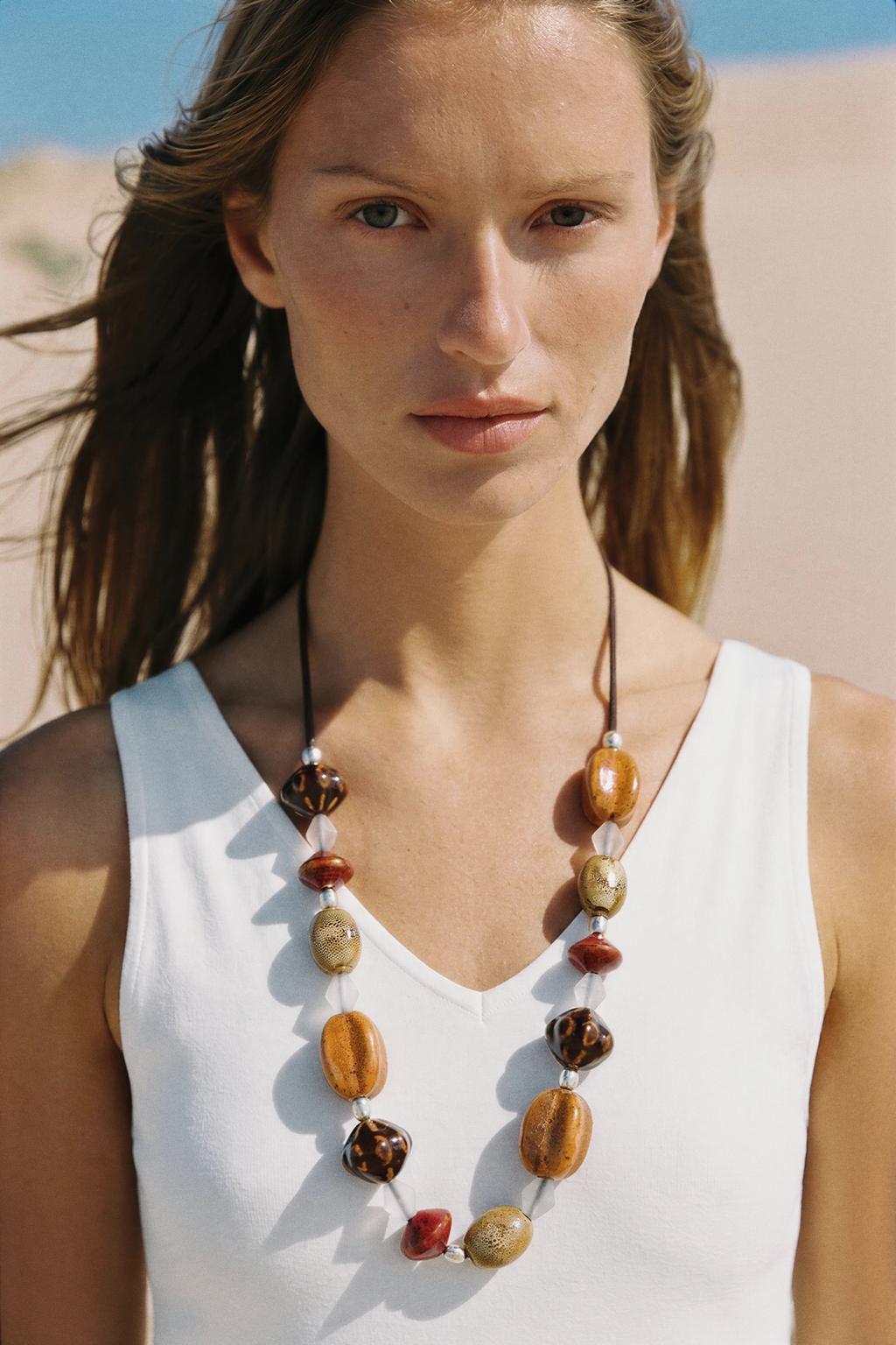 CERAMIC BEAD CORD NECKLACE