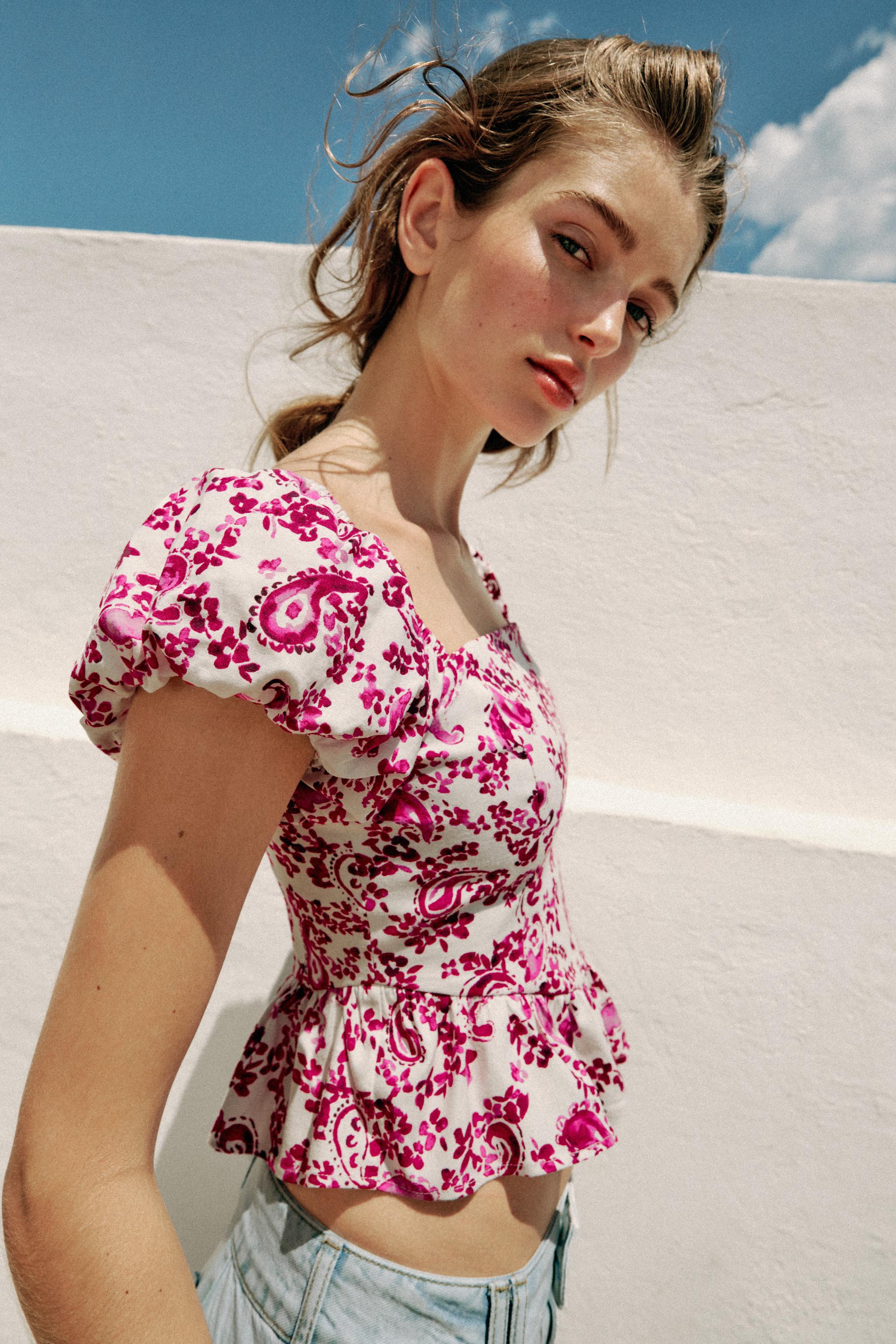 PRINTED BUSTIER TOP