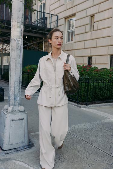 Zara 可調腰身口袋外套 - 裸色