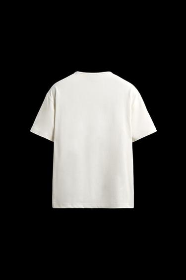 HEAVYWEIGHT-T-SHIRT MIT RIPPENBÜNDCHEN - Cremefarben von Zara