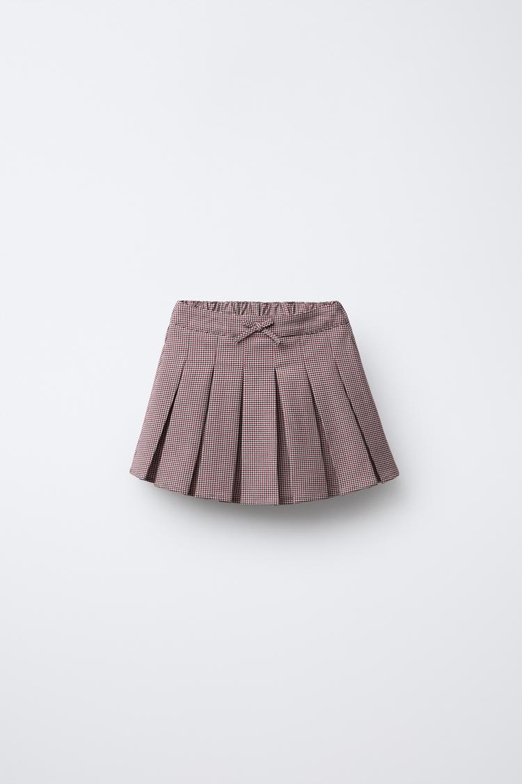 CHECK BERMUDA SKIRT Burgundy ZARA Ireland
