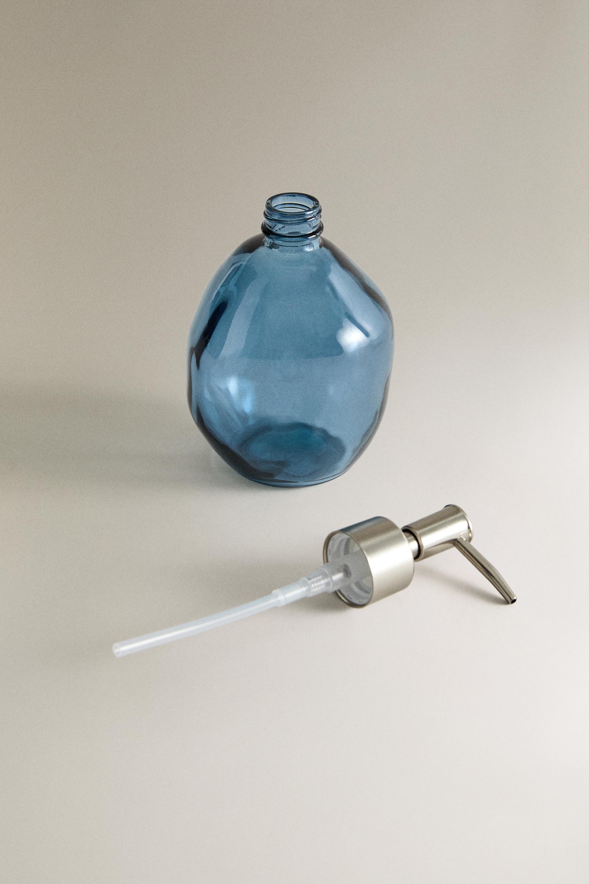 TRANSLUCENT BLUE GLASS SOAP DISPENSER
