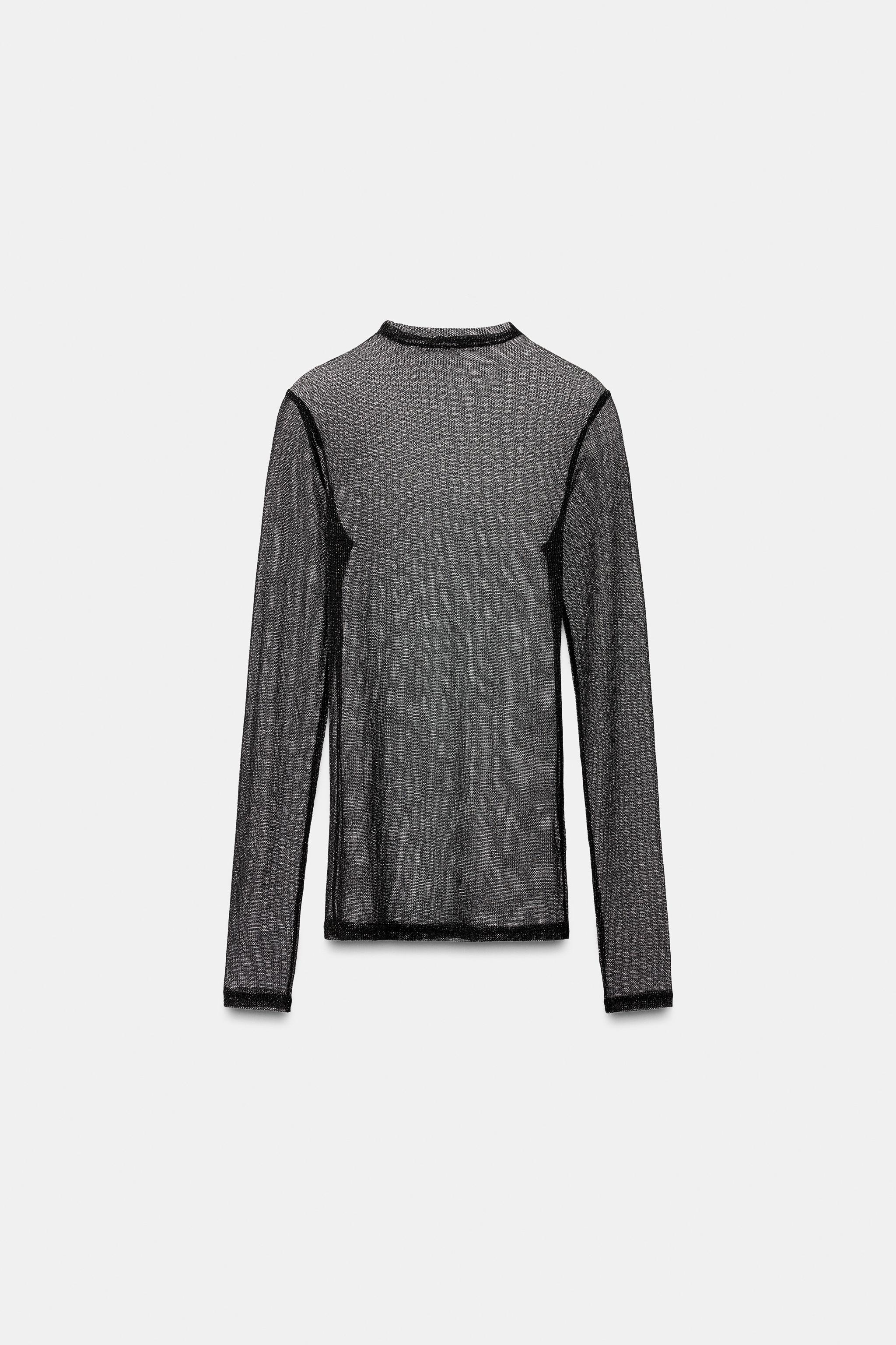 とまえり METALLIC THREAD TOP - Black | ZARA United States