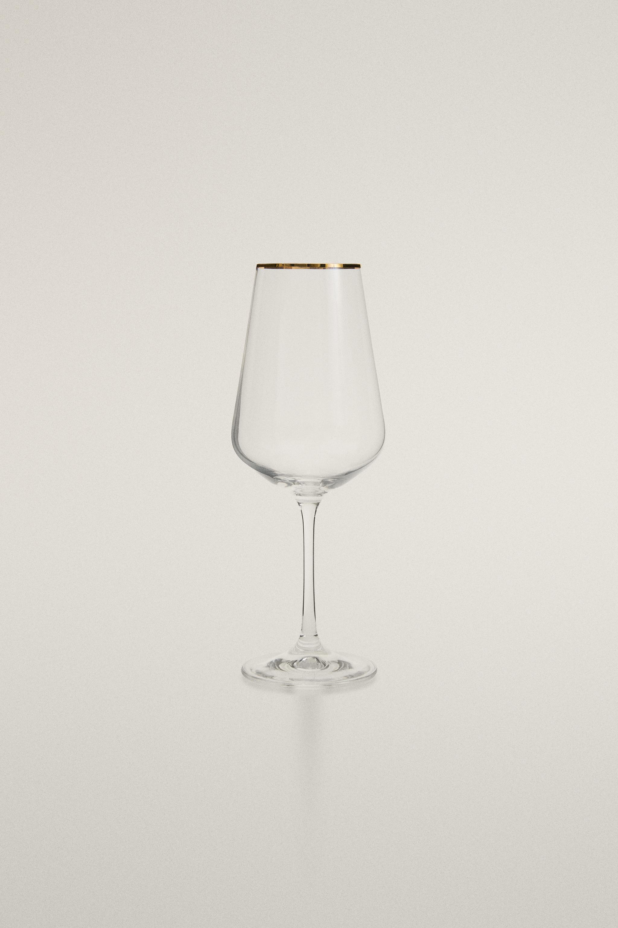GOLD RIM BOHEMIA CRYSTAL WINE GLASS