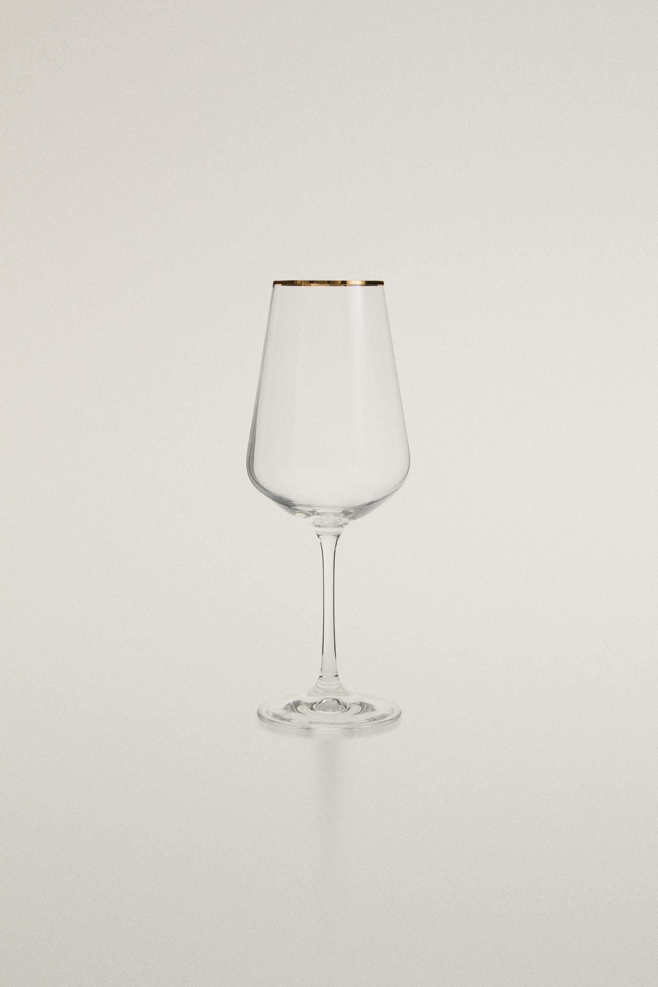 GOLD RIM BOHEMIA CRYSTAL WINE GLASS — Gold