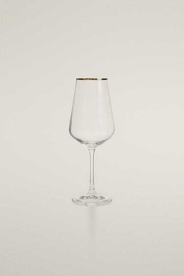 GOLD RIM BOHEMIA CRYSTAL WINE GLASS — Gold 1