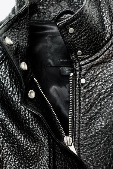 Zara LEATHER BOMBER JACKET ZW COLLECTION LIMITED EDITION - Black
