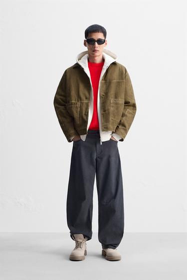 ÁO KHOÁC CỔ KHÁC CHẤT LIỆU - xanh lá nhạt từ Zara