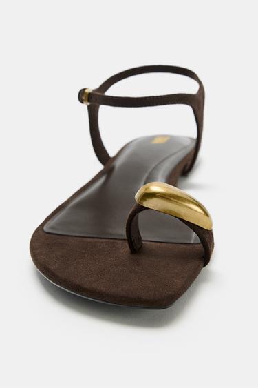 SANDALS WITH METAL DETAIL - Brown by Zara - Image 4