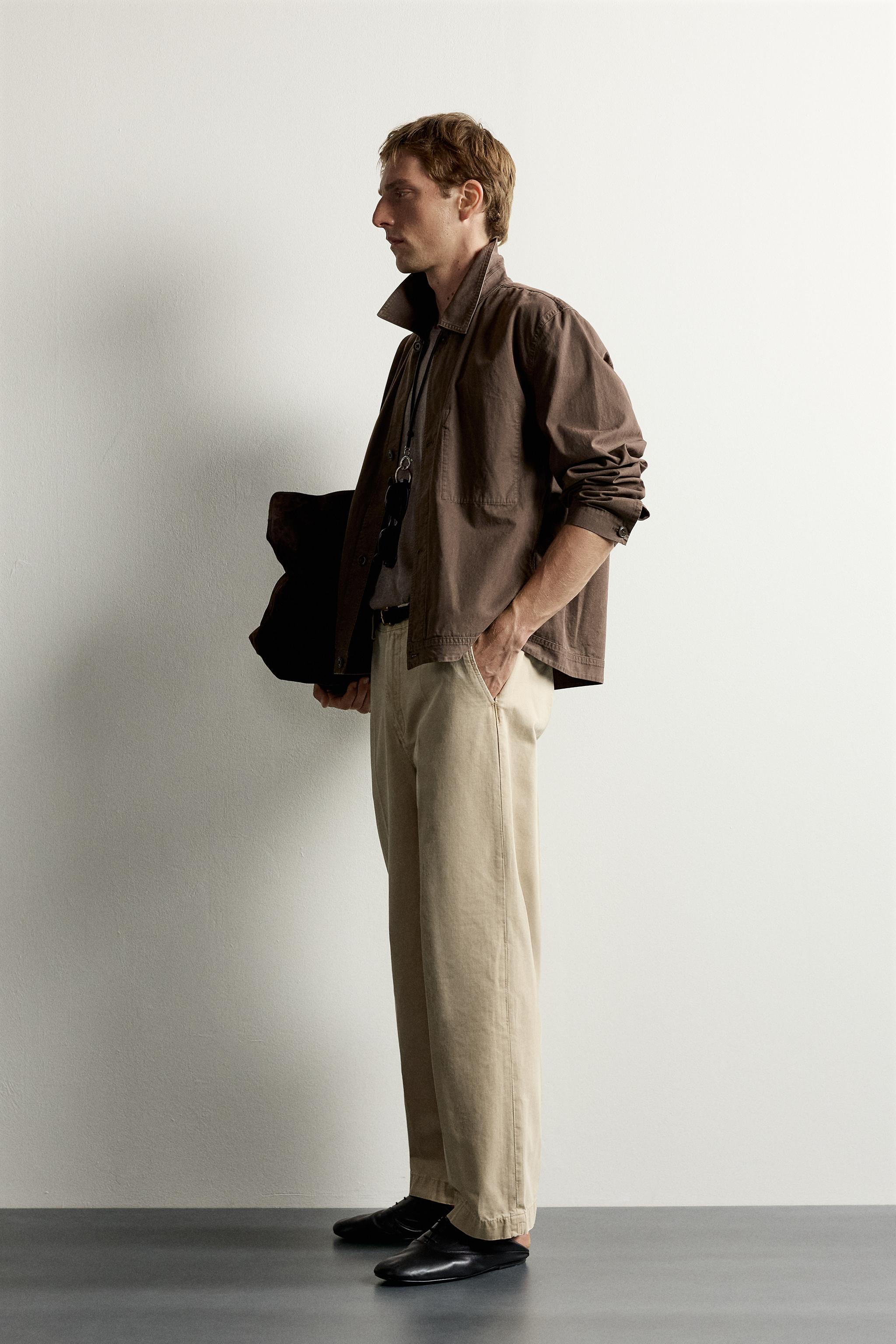 Zara YIKAMA EFEKTLİ RELAXED FIT CHINO PANTOLON görsel 4