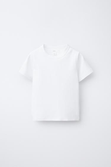 Zara PLAIN INTERLOCK T-SHIRT - White