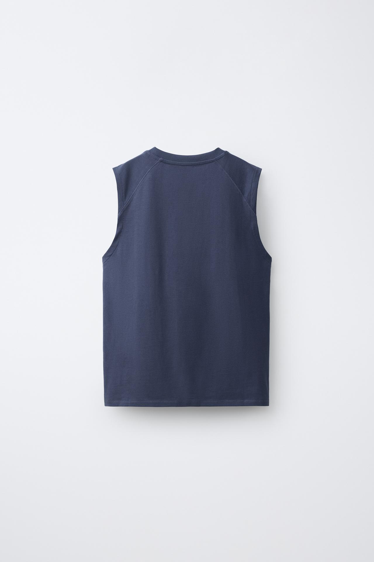SLEEVELESS TOP — Mid-blue