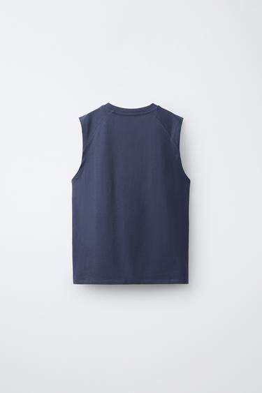 SLEEVELESS TOP — Mid-blue 2