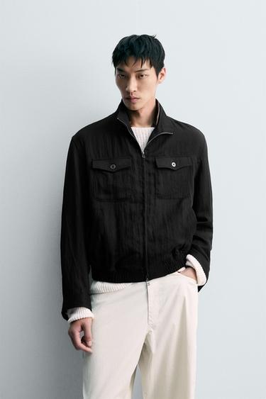ÁO KHOÁC RELAXED FIT VẢI RŨ - Màu đen từ Zara