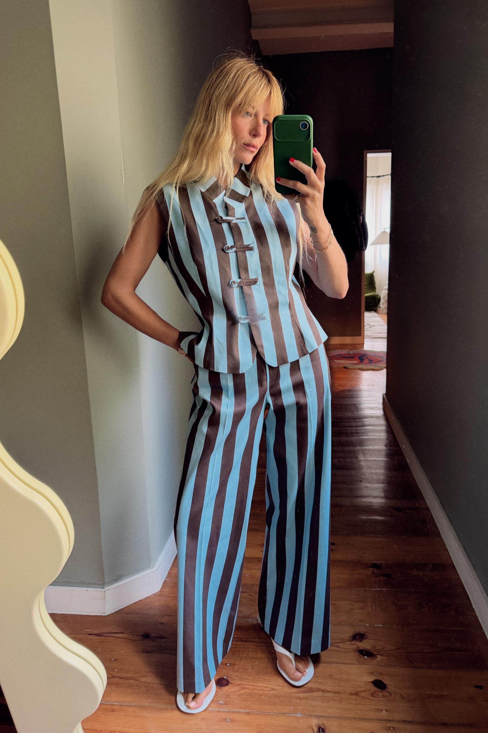 STRIPED STRAIGHT LEG PANTS
