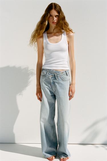 HIGH-WAIST WIDE-LEG TRF JEANS - Light blue by Zara