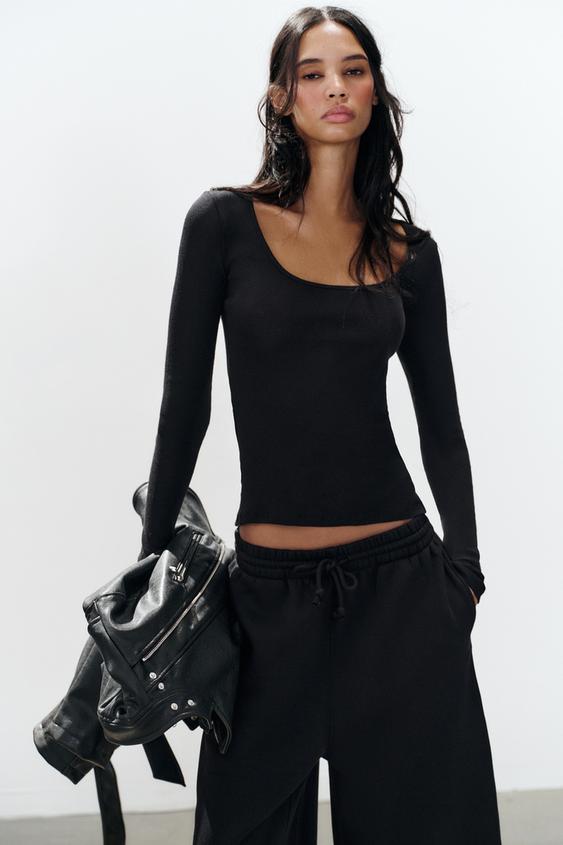 BERMULA LONGUE EN MOLLETON - Noir de Zara - Image 2