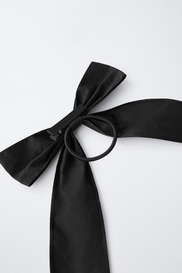 BOW SCRUNCHIE WITH RHINESTONES - Black by Zara - Image 1