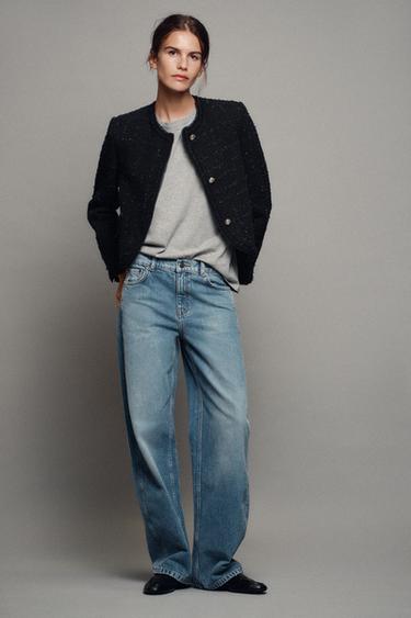 ZW COLLECTION CURVED STRAIGHT MID-WAIST JEANS - Mid-blue by Zara