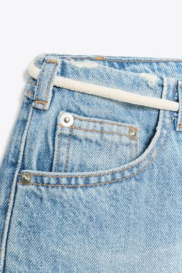 ZW COLLECTION LOW-RISE DENIM BERMUDA SHORTS - Blue by Zara - Image 2