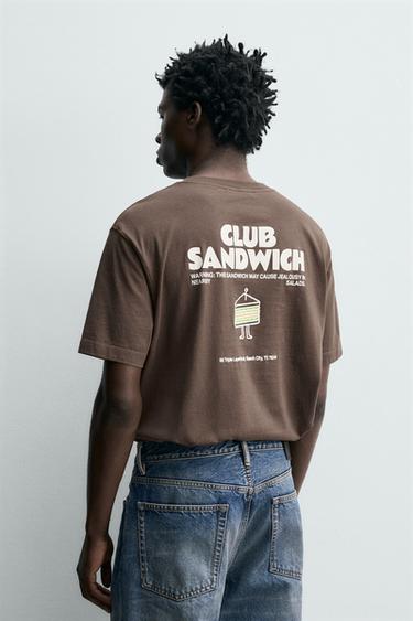 T-SHIRT BRODÉ SANDWICH - Marron clair de Zara - Image 2