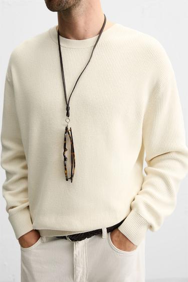 PULL EN MAILLE PERLÉE - Écru de Zara - Image 5