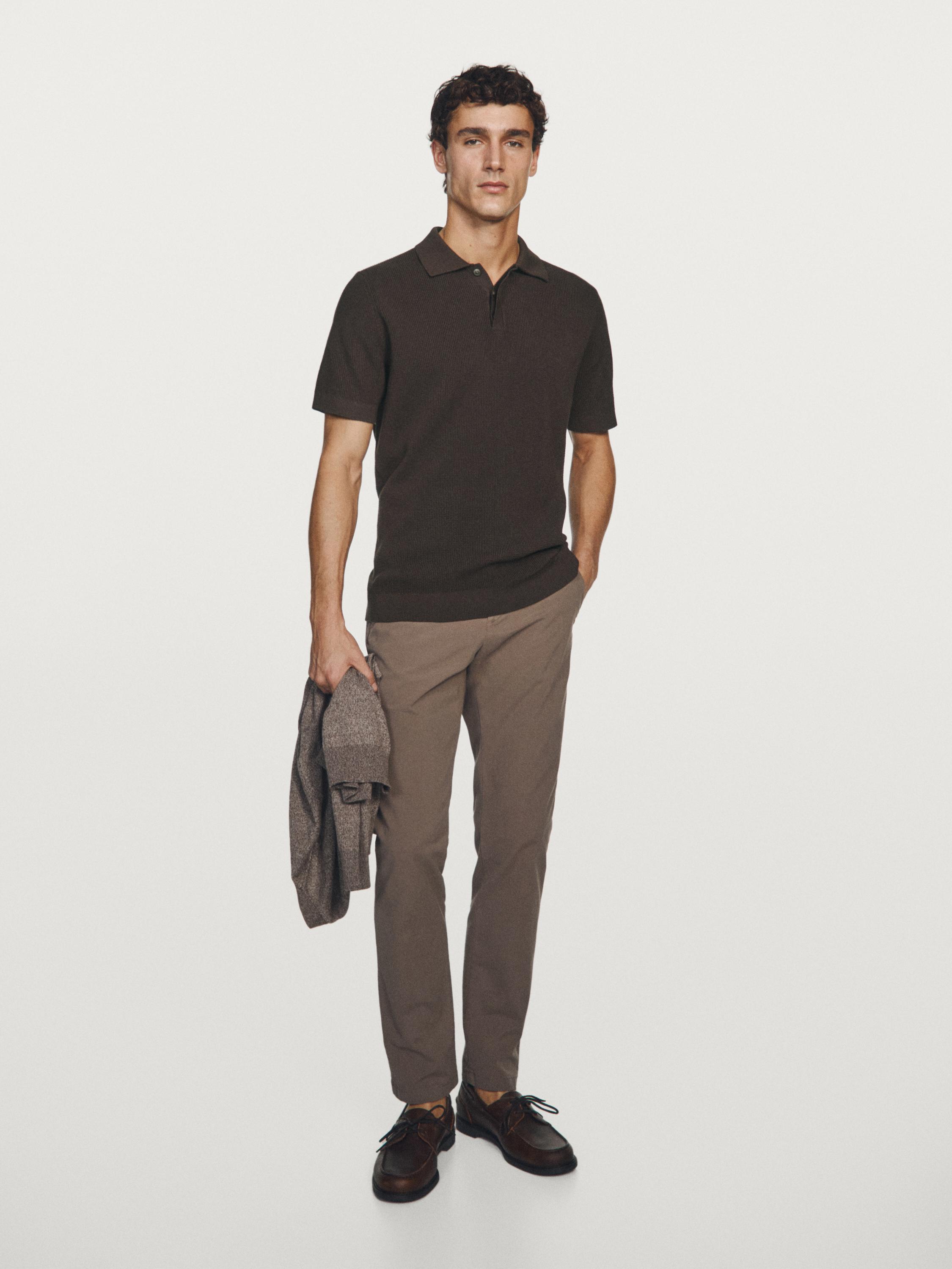 100% cotton short sleeve polo shirt — Brown marl