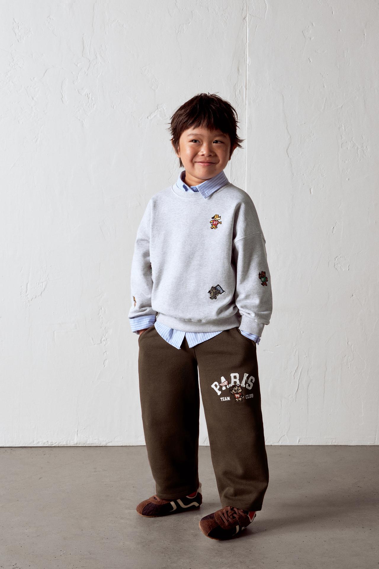 EMBROIDERED ANIMAL SWEATSHIRT — Gray marl