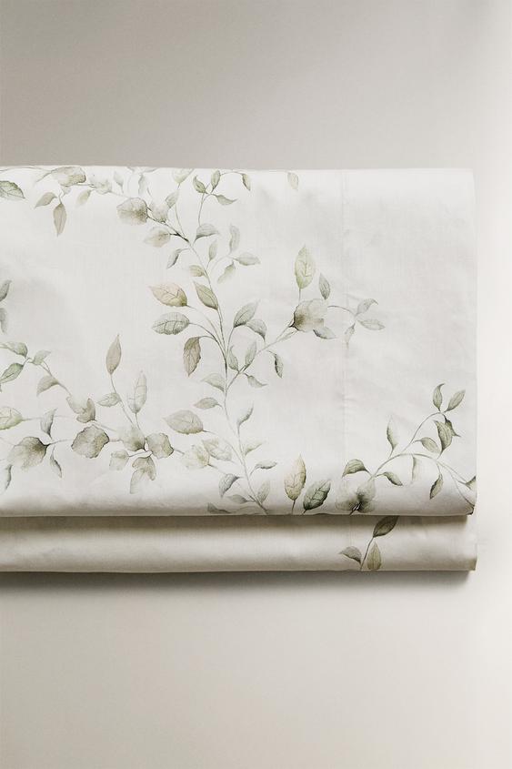 LEAF PRINT FLAT SHEET - Green | ZARA United States