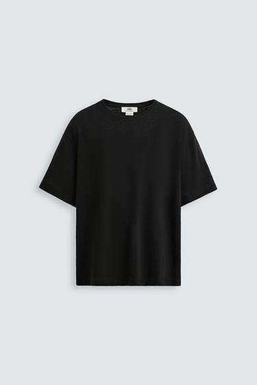 COTTON - LINEN T-SHIRT - Brown by Zara