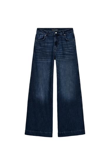 JEANS Z1975 LOOSE WIDE LEG بخصر عال - أزرق الخاص بـ Zara