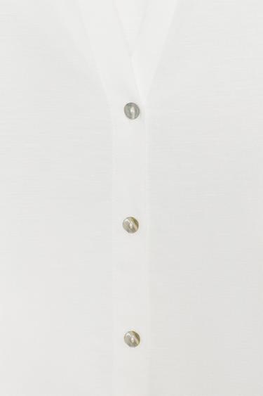 CHEMISE À MANCHES BOUFFANTES EN LIN - Blanc de Zara - Image 7