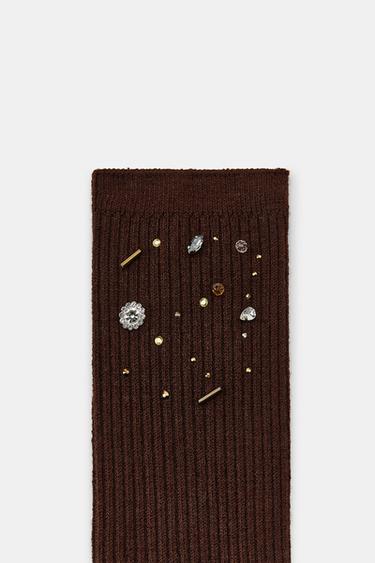 CHAUSSETTES AVEC LAINE ET FANTAISIE - Marron de Zara - Image 1