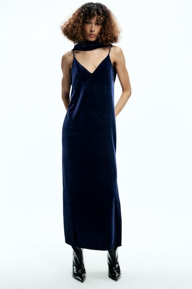 VELVET CAMISOLE DRESS - Midnight blue by Zara - Image 0