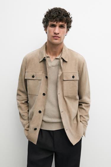 Zara Suede leather overshirt - Beige