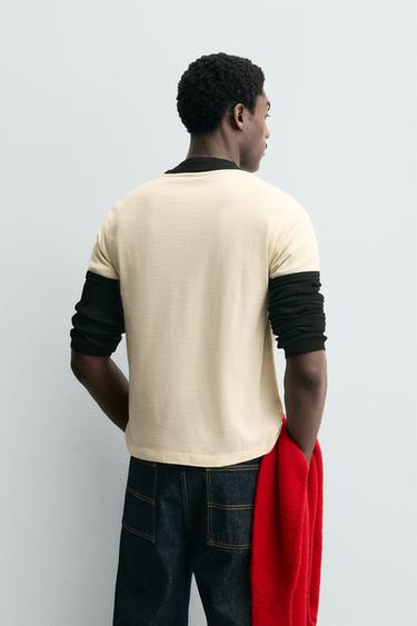 RIB T-SHIRT WITH CONTRAST HEART - Ecru by Zara - Image 2