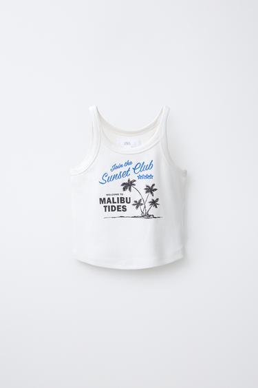 SURF PRINT TOP - White by Zara