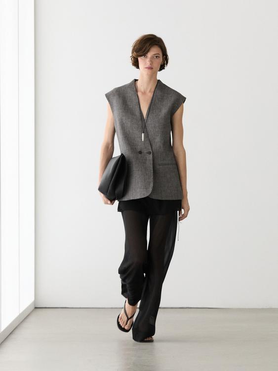 Linen waistcoat with structured shoulders from Zara - $200
