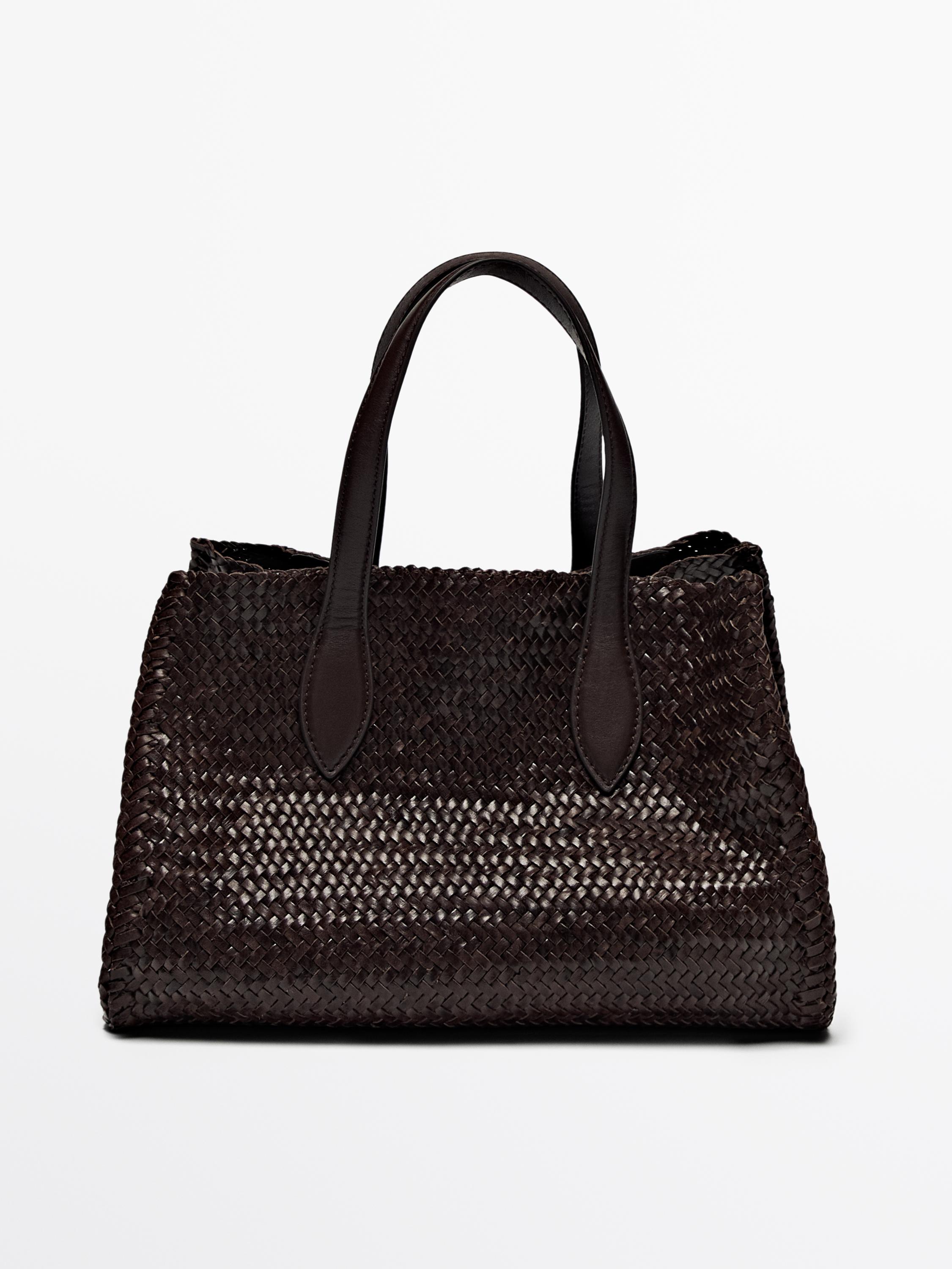 スペイン発♪Massimo Dutti☆ハトメ付きナッパレザーバッグ MASSIMO DUTTI MADE IN SPAIN BROWN PEBBLED LEATHER HOBO