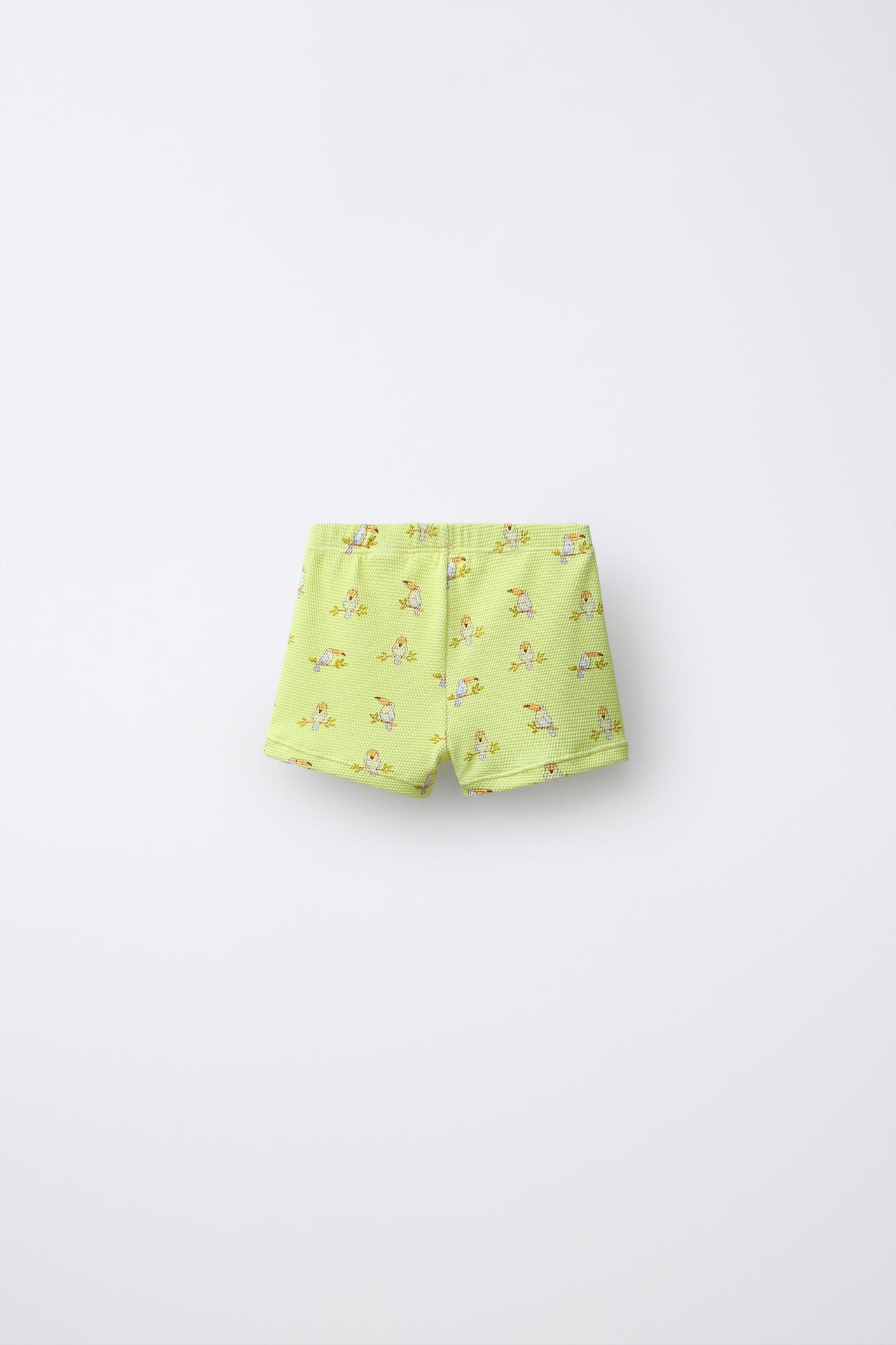 1-6 YEARS/ TOUCAN BOXER SWIM TRUNKS — Light lime green