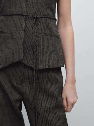 Zara Cotton blend waistcoat with ribbon detail - Cobalt