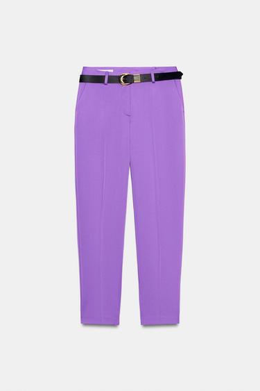 STRAIGHT TROUSERS WITH BELT - Purple by Zara - Image 6