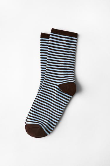 STRIPED JACQUARD SOCKS - Blue by Zara