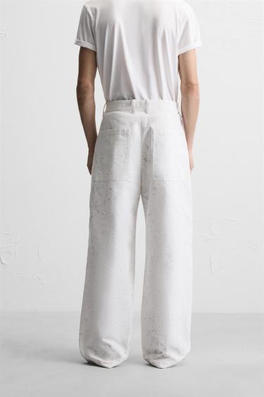 PANTALON COUPE LARGE IMPRIMÉ ABSTRAIT - Blanc de Zara - Image 2