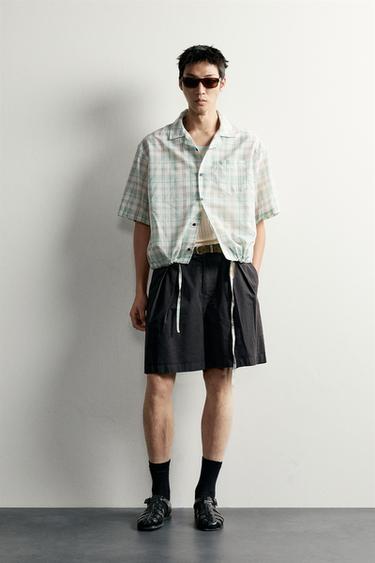 Zara 褶飾垂墜短褲 - 黑色 - 圖片 0