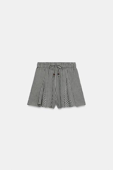 FLARED GINGHAM SKORT - Blue by Zara - Image 4